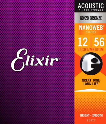 ELIXIR Nanoweb 11077 Jeu de cordes Guitare acoustique Medium Light 12-56
