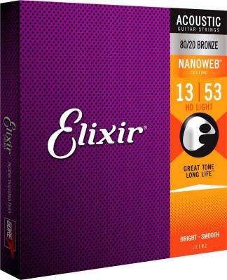 ELIXIR  11182 Nanoweb HD Light Cordes pour guitare folk 13-53