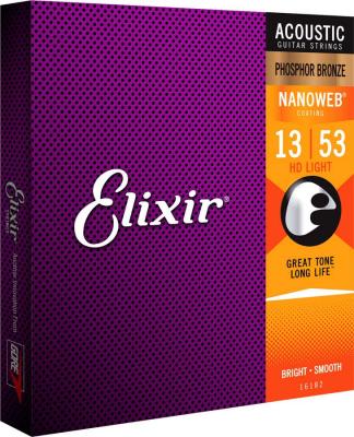 ELIXIR  HD Light 16182 Lot de 2 cordes pour guitare acoustique Bronze phosphoreux