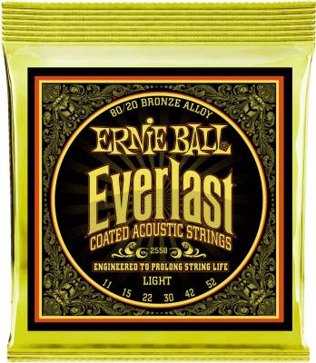 ERNIE BALL  2558 Everlast Coated Bronze Light Jeu De Cordes Folk