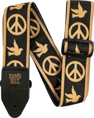 ERNIE BALL  Sangle en jacquard, symbole Peace and Love et colombe