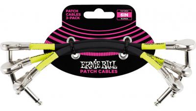 ERNIE BALL  6059 - 3 c&acirc;bles patchs coud&eacute;s fins noirs - 15cm