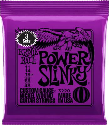 ERNIE BALL  3220 - 3 jeux de cordes guitare &eacute;lectrique - Power Slinky - 11-48