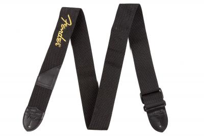 FENDER  2"" Black Poly Sangle pour Guitare Motif  Logo Jaune