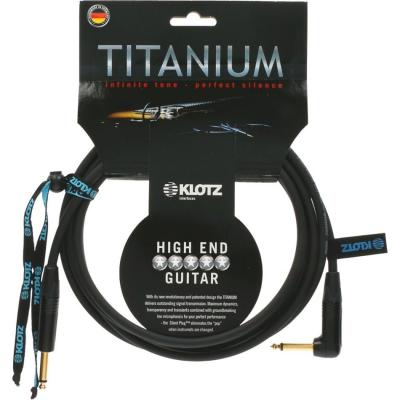 KLOTZ C&acirc;ble Titanium Jack TS m&acirc;le coud&eacute;/m&acirc;le droit Neutrik, 4.5m C&acirc;ble