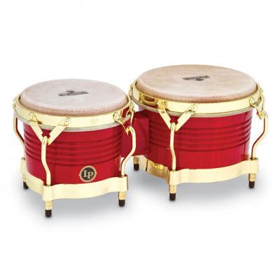 LATIN PERCUSSION LP Matador Wood Bongos Red Gold Hardware
