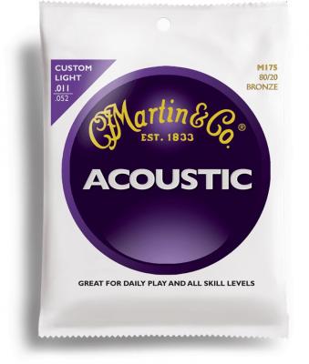 MARTIN  m175 - jeu de cordes guitare acoustique 80/20 bronze - custom light 11-52