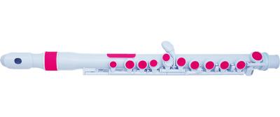 NUVO Jflute - Fl&ucirc;te Traversi&egrave;re En Plastique Avec T&ecirc;te Donut - Blanche Et Rose