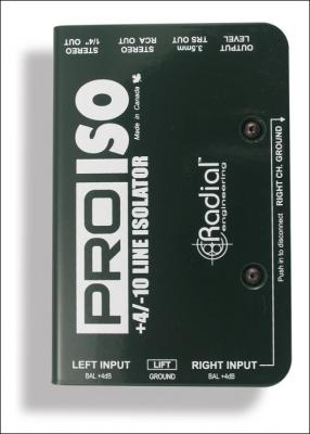RADIAL PRO-ISO - DI convertisseur st&eacute;r&eacute;o -10/+4dB