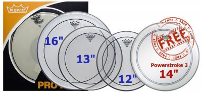 REMO  Pinstripe Lot de Peaux de Batterie Transparent