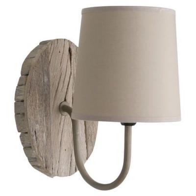 COREP Applique En Bois Base Carr&eacute;e. Abat-jour En Coton Chanvre
