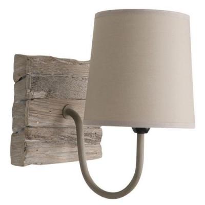 COREP Applique En Bois Base Ronde. Abat-jour En Coton Chanvre