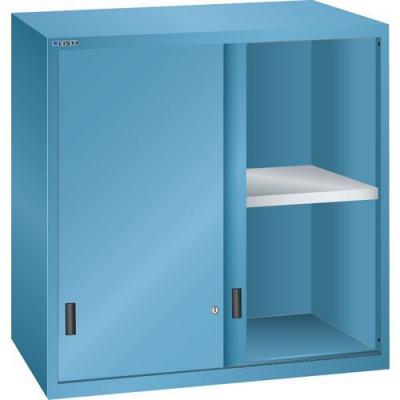 Armoire &agrave; poser avec portes coulissantes pour armoire de bureau LISTA, HxlxP 1 000 x 1 023 x 725 mm, bleu clair