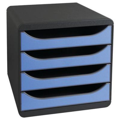 EXACOMPTA  - 310779d - Big Box - Module De Classement - 4 Tiroirs - Gris/Bleu Glace