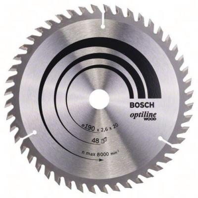 BOSCH Lame Scie Circulaire Optiline Wood 190 x 20/16 x 2,6 48 D