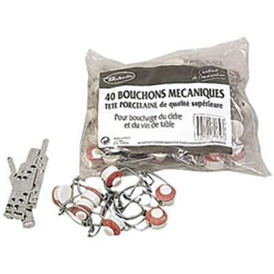 Bouchons m&eacute;caniques t&ecirc;te type porcelaine - lot de 40