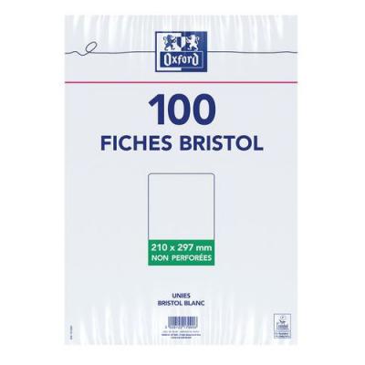 OXFORD Lot de 5  - Sachet de 100 fiches bristol blanches uni A4 210 x 297 mm