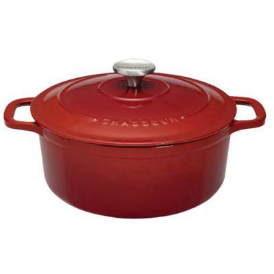 CHASSEUR Cocotte ronde 32 cm  rubis degr.noir interieur noir