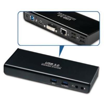 DEXLAN Station d accueil USB 3.0 Double &eacute;cran HDMI - DVI - LAN - Hub 6 ports
