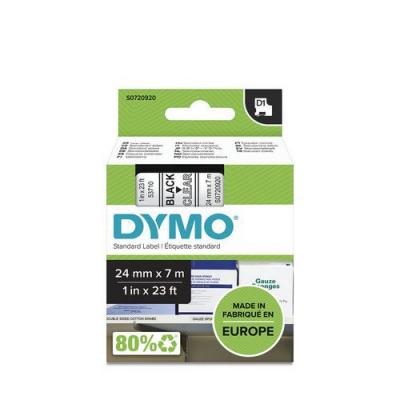 DYMO  D1 - Standard &Eacute;tiquettes - Noir sur transparent - 24mm x 7m