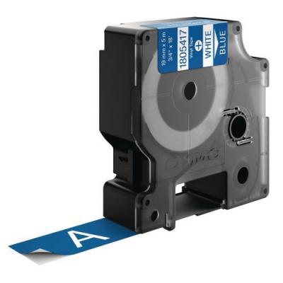 DYMO Rhino - Etiquettes Industrielles Vinyle 19mm x 5.5m - Blanc sur Bleu