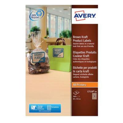 AVERY Etiquettes Enlevables Rectangles Ilc Kraft 62 X 42 Mm