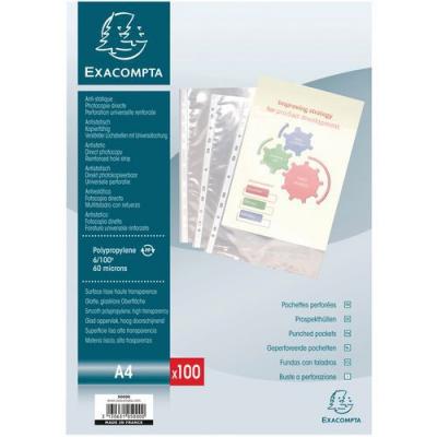 EXACOMPTA Etui Carton 100 Pochettes Perfor&eacute;es Pp 6/100e A4 Cristal
