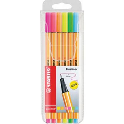 STABILO Set de 6 stylos feutres  Point 88 Fineliner Fluo