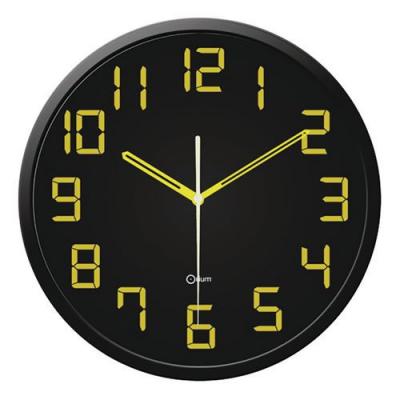 Horloge murale silencieuse contraste - &oslash; 30 cm - noir et jaune