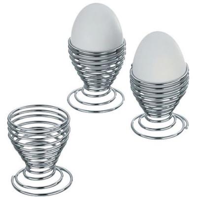 KELA Lot de 4 coquetiers Spirale en m&eacute;tal - chrom&eacute;