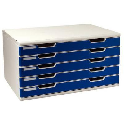 MULTIFORM Exacompta Module de classement Modulo Office 5 tiroirs A3 - Bleu