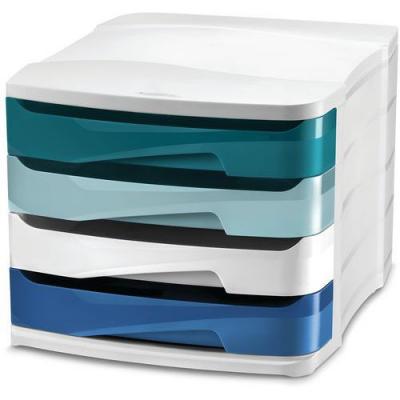 CEP  Module de classement Riviera, 4 tiroirs, blanc / bleu