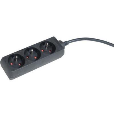 DEXLAN Multiprise 3 prises sans interrupteur noire - 1,5 m