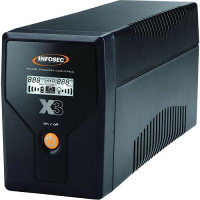 INFOSEC  X3 EX Onduleur 1600 VA 4 Prises Schuko-FR RJ11-45 LCD USB Noir