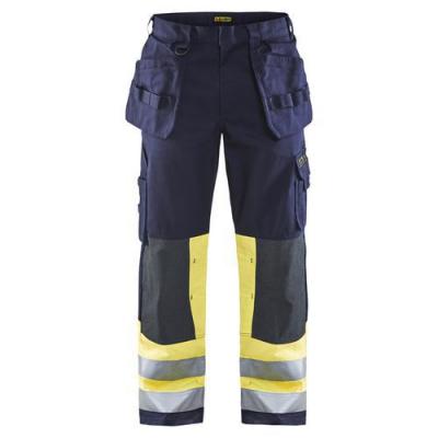 BLAKLADER  14791514 Pantalons multinormes, Bleu marin/jaune, taille C50