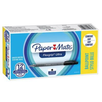 PAPERMATE  flexgrip ultra noir stylo &agrave; bille moyen 12 pi&egrave;ce(s)