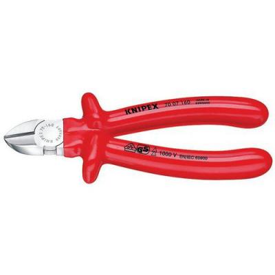 KNIPEX Pince Coupante De C&ocirc;t&eacute; 180mm - Surmoul&eacute; - Isol&eacute;e 1000v - Chrom&eacute;e