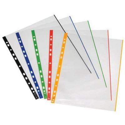 Pochette Perfor&eacute;e A4 Transparent Bord Color&eacute;