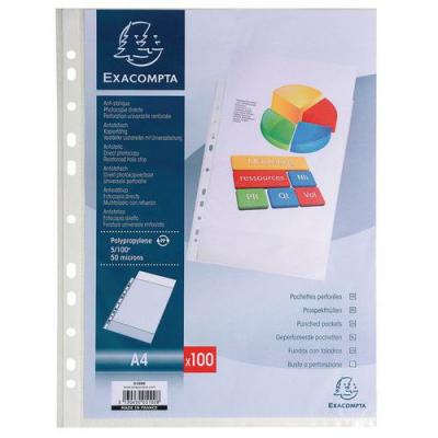 EXACOMPTA  - 5100e - Sachet 100 Pochettes Perfor&eacute;e Polypro Graine 5/100