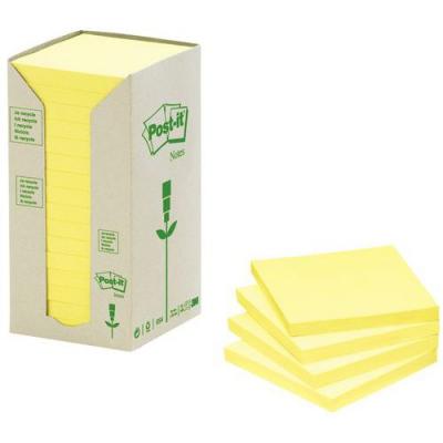 POST IT Post-It - Tour De 16 Blocs De 100 Feuilles 76x76mm Recycl&eacute;es Jaune