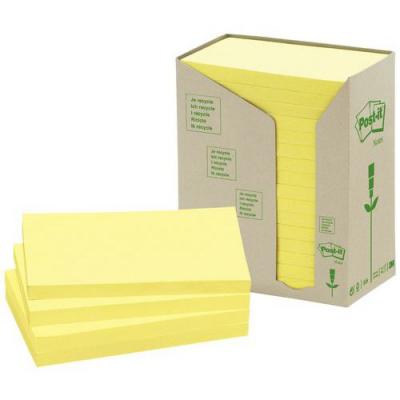 POST IT Post-it - Tour de 16 blocs de 100 feuilles 76x127mm recycl&eacute;es Jaune