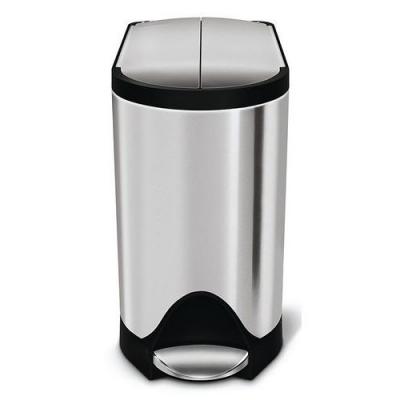 SIMPLEHUMAN Poubelle papillon &agrave; p&eacute;dale 10L code R inox - - Argent - Inox