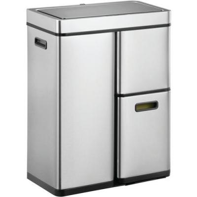  Poubelle &agrave; capteur Mirage Plus 1x30 l + 2x15 l Argent&eacute; mat EKO Argent