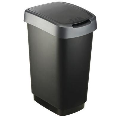 ROTHO SUNDIS  Poubelle Twist 25 L &agrave; ouverture 2 positions noir et gris anthracite