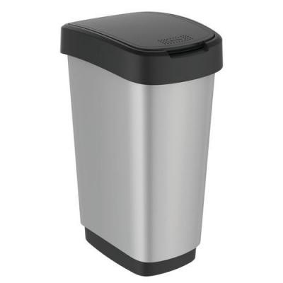 ROTHO SUNDIS  Poubelle Twist 25 L IML rectangulaire gris m&eacute;tal