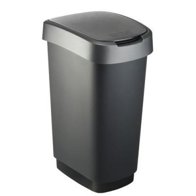ROTHO Poubelle rectangulaire TWIST - 50 L - Noit et anthracite