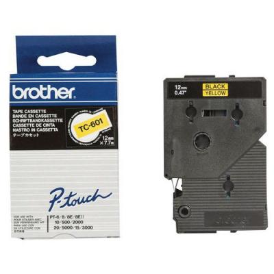 BROTHER Ruban thermique en cassette 12mm  TC-601 Noir sur Jaune
