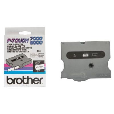 BROTHER  ruban TX-231 - noir sur fond blanc