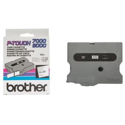 BROTHER  ruban TX-251 - noir sur fond blanc