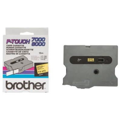 BROTHER  TX641 PTOUCH Ruban lamin&eacute; 18 mm/15 m Jaune/Noir